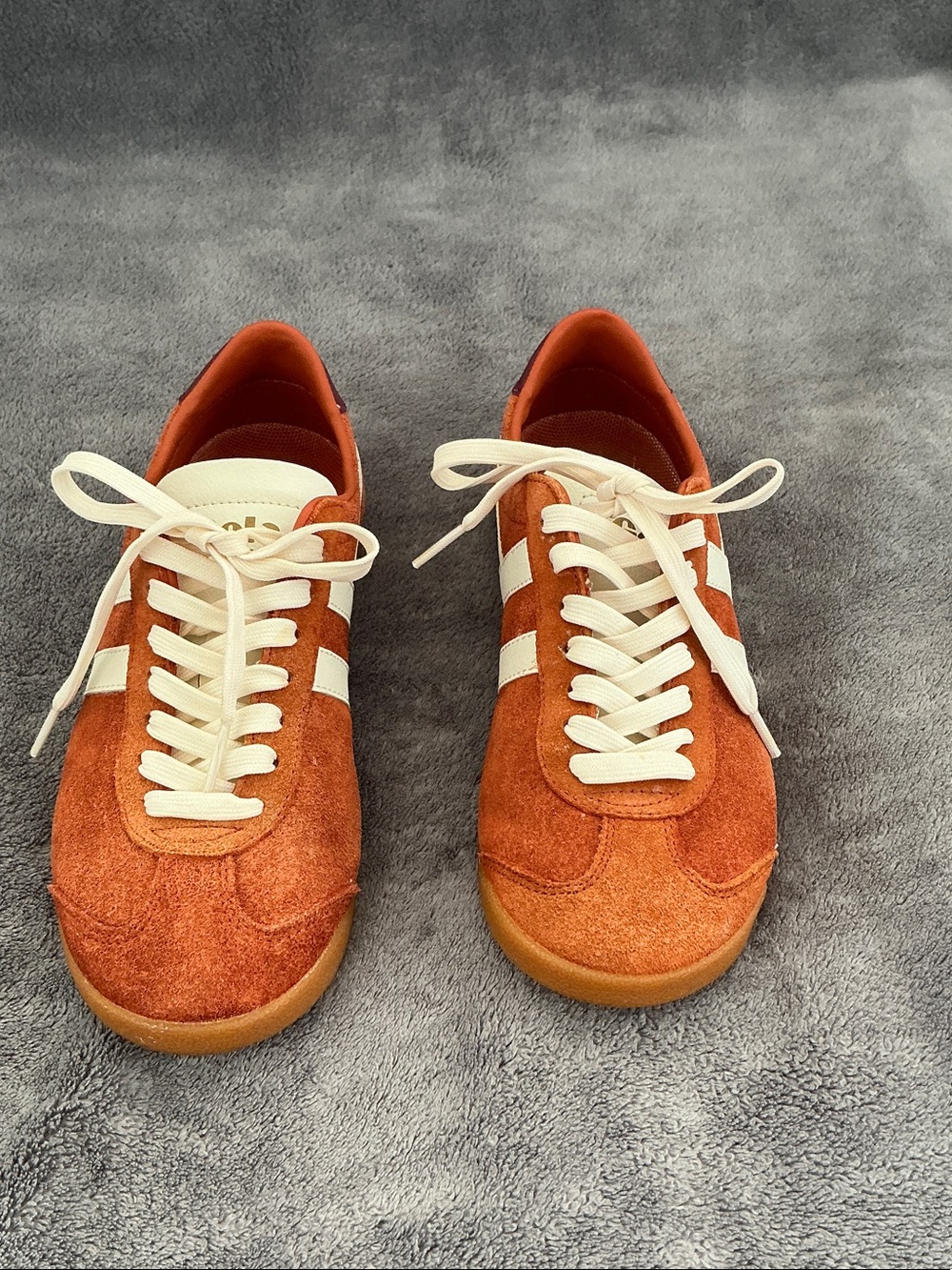 Gola Bullet Burnt Orange Suede Low-Top Sneakers with Cream Stripes